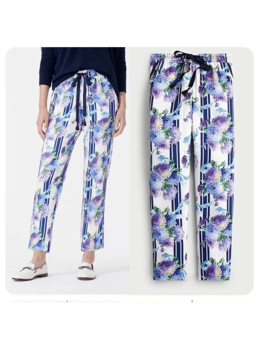 NEW $158 J. Crew Floral Silky Pull On Elastic Waist Pants Size 2 *235